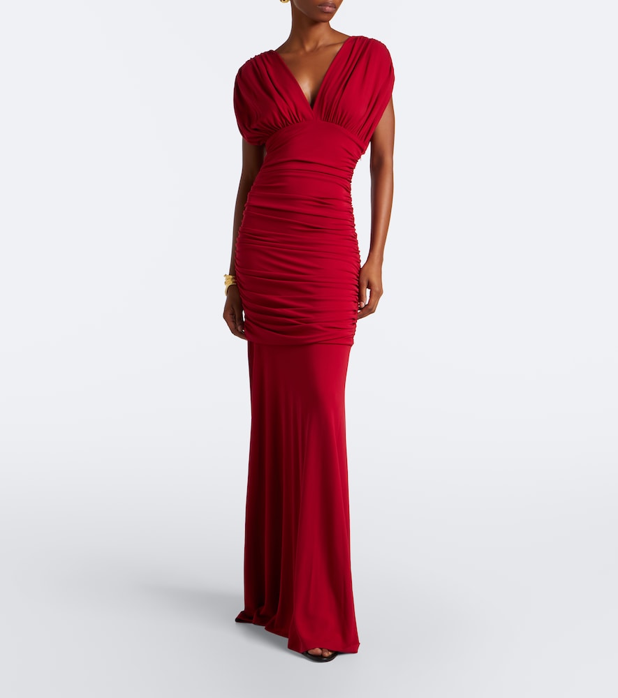 Norvelle Draped Open-Back Gown