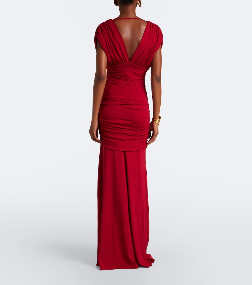 Norvelle Draped Open-Back Gown