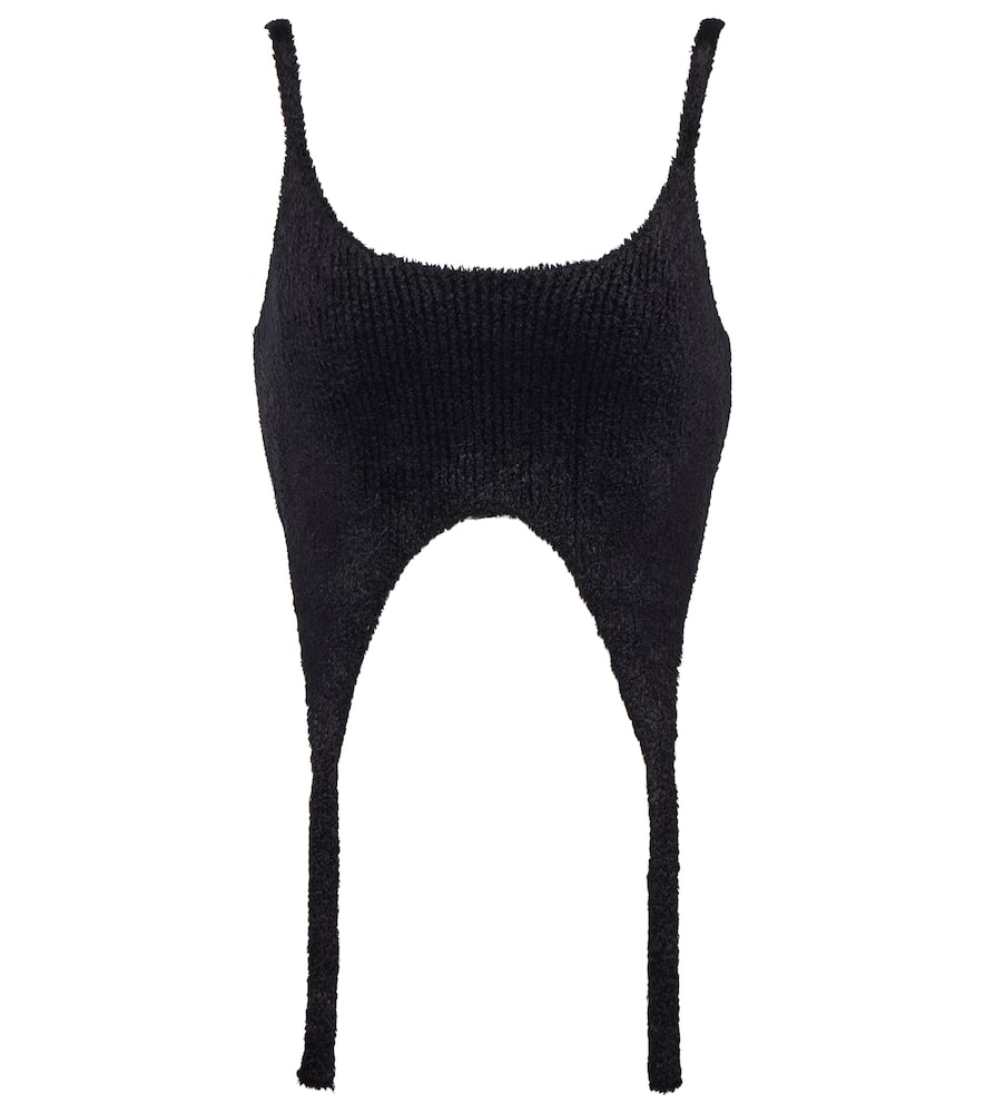 Balmain Fringed ribbed-knit crop top