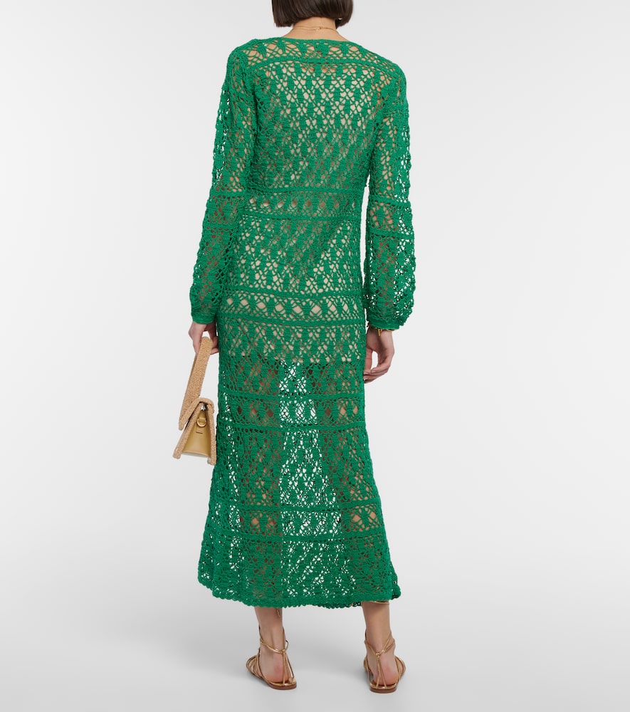 Shop Anna Kosturova Crochet Cotton Maxi Dress In Bright Green