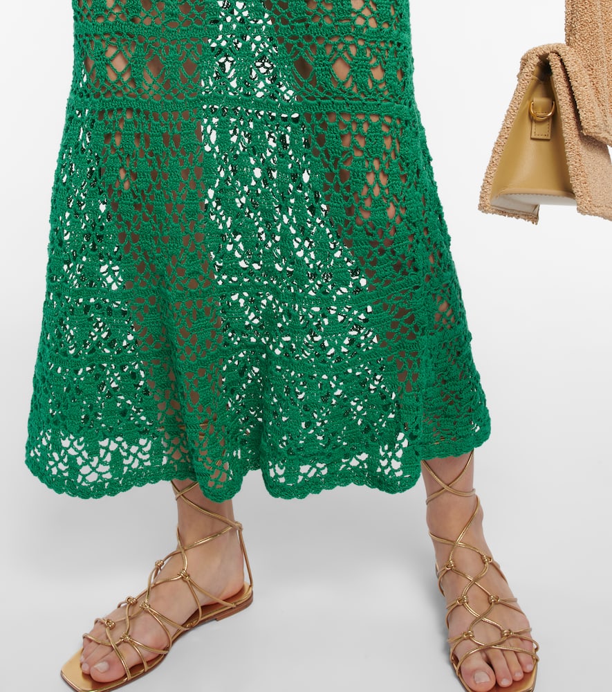 Shop Anna Kosturova Crochet Cotton Maxi Dress In Bright Green