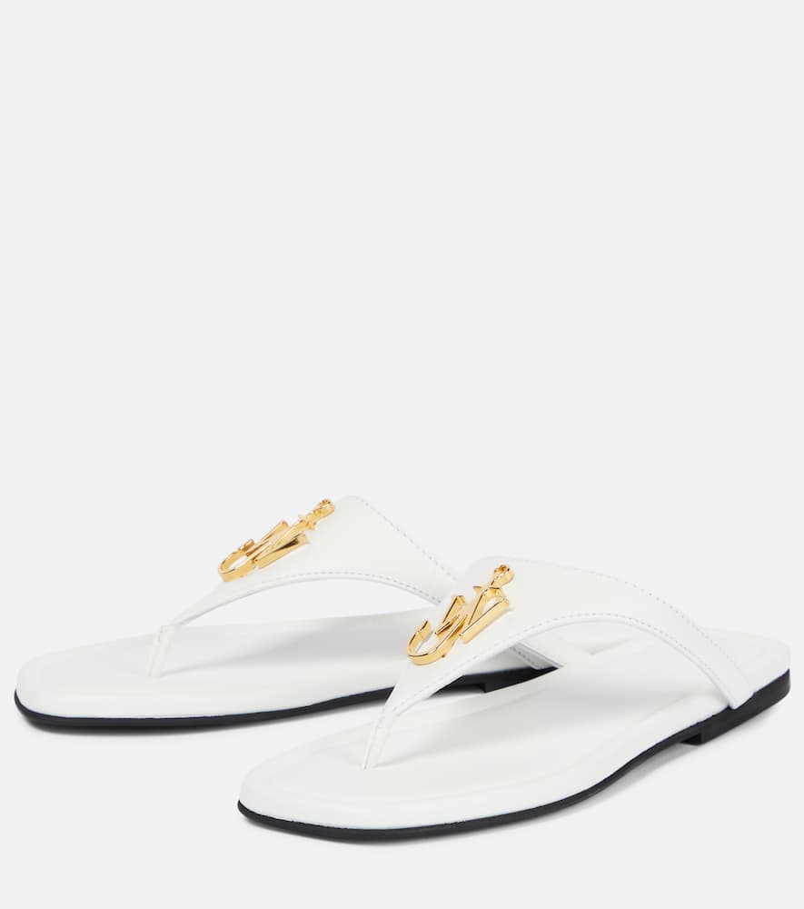 Jw Anderson 10mm Anchor Leather Thong Sandals In White