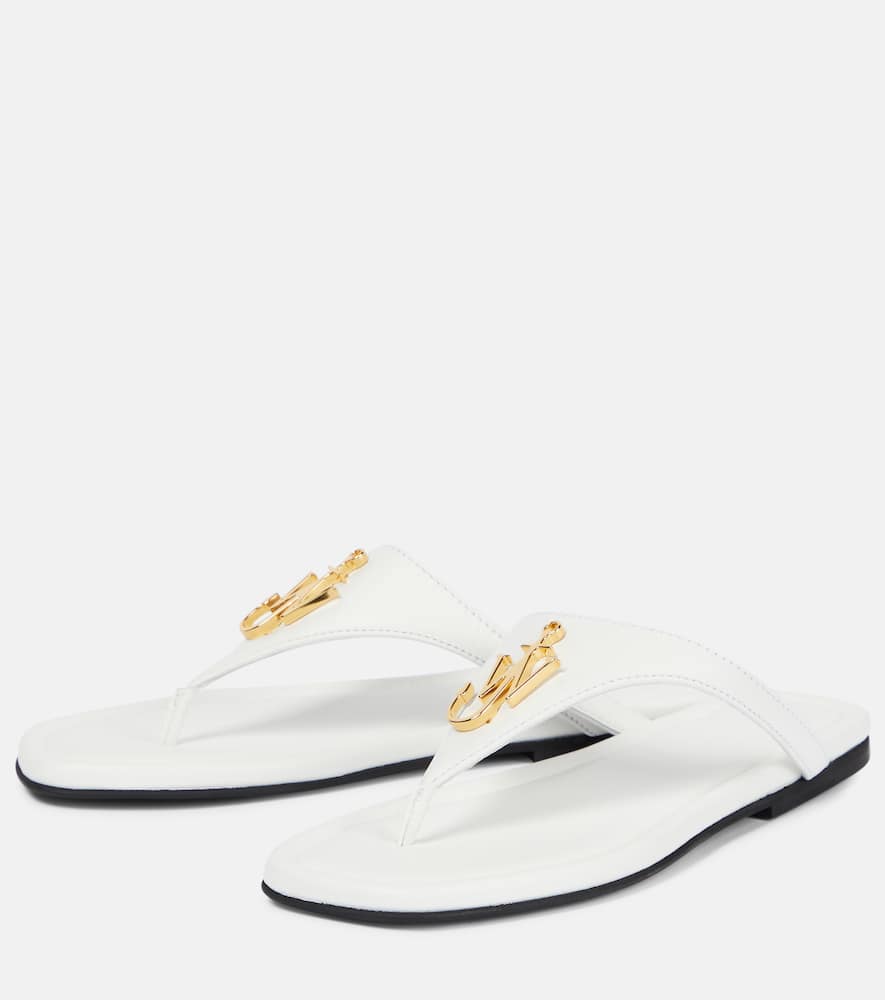 Shop Jw Anderson Leather Thong Sandals In White