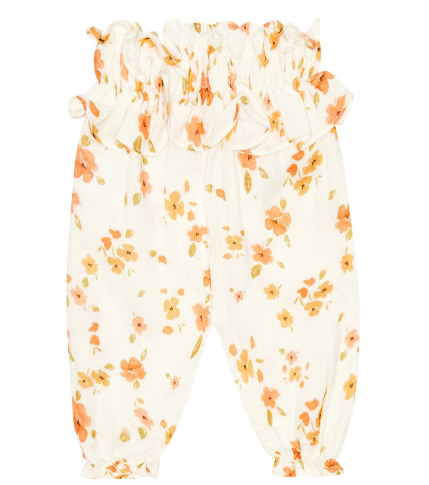 Shop The New Society Baby Fiorella Floral Cotton Pants In Fiorella Flower Print