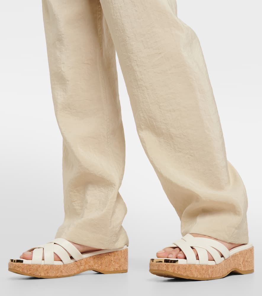 Jimmy Choo Maribou 50 Leather Sandals In Brown