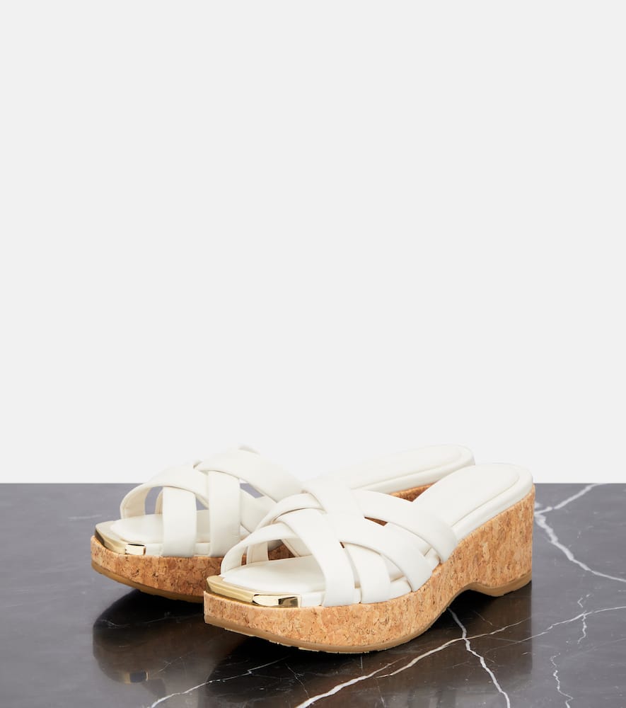 Jimmy Choo Maribou 50 Leather Sandals In Brown