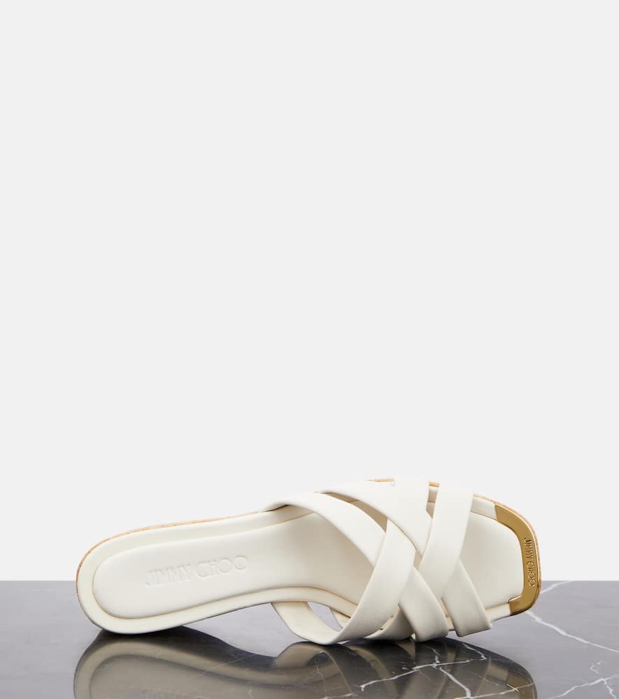 Jimmy Choo Maribou 50 Leather Sandals In Brown