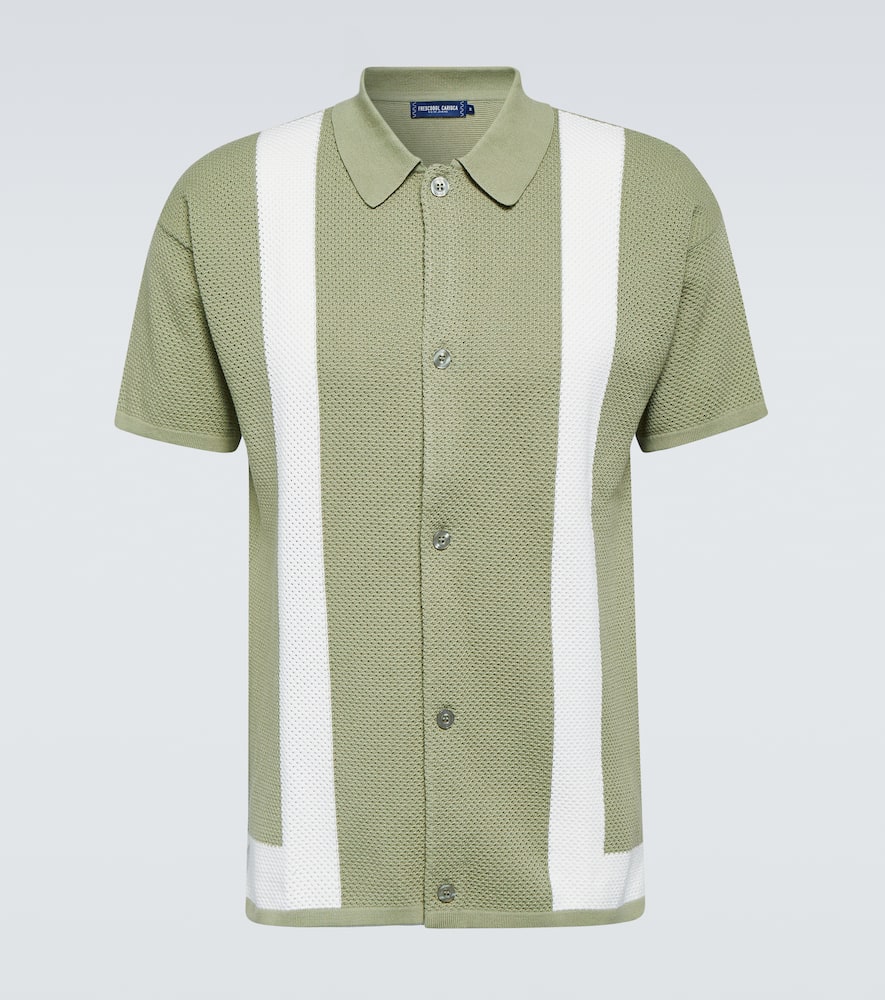Frescobol Carioca Barretos Striped Knitted-cotton Shirt In Jungle Green