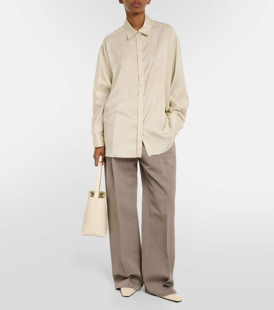 Shop The Row Nomoon Jacquard Silk Poplin Shirt In Neutrals