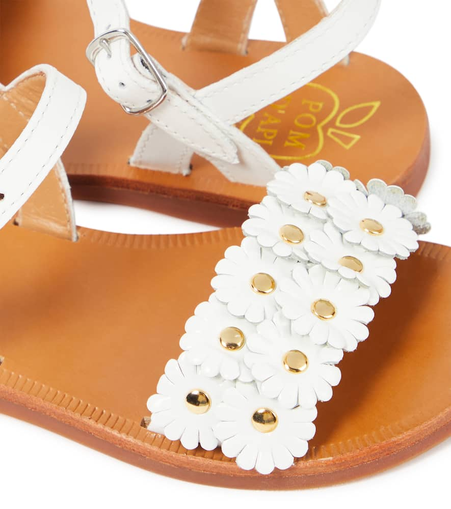 Shop Pom D'api Plagette Flo Leather Sandals In Softy Blanc