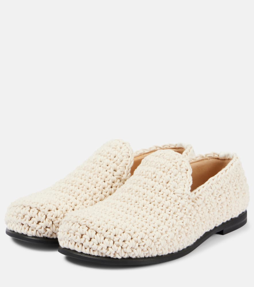 Shop Jw Anderson Crochet Loafers In Grey