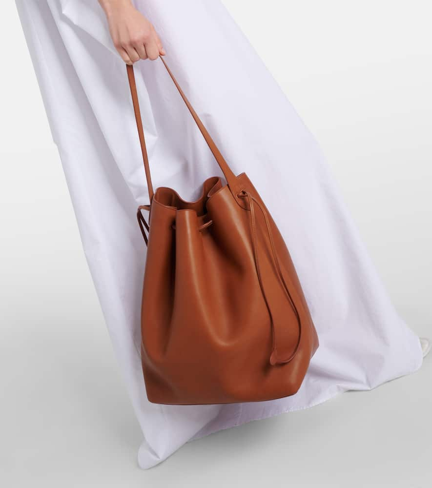 Shop The Row Belvedere Leather Bucket Bag In Brown