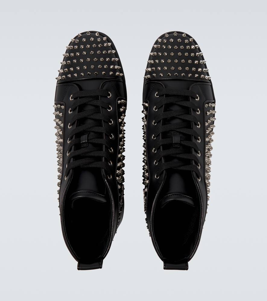 Christian Louboutin Louis Spikes Leather Sneakers In Black