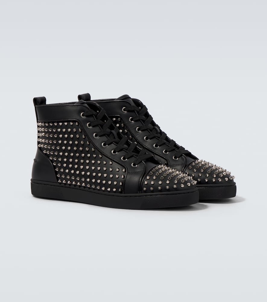 Christian Louboutin Louis Spikes Leather Sneakers In Black