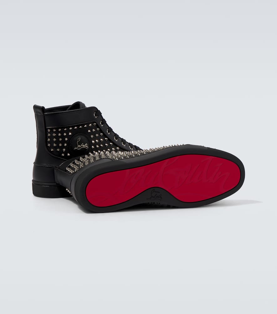 Christian Louboutin Louis Spikes Leather Sneakers In Black