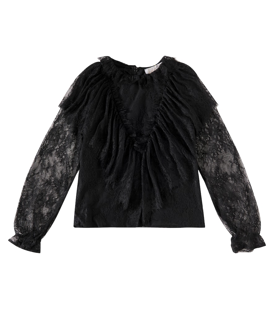 Petite Amalie Lace Top In Black