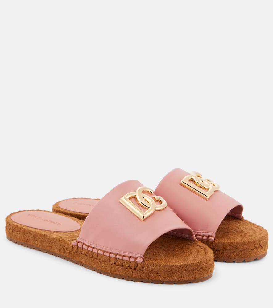 Dolce & Gabbana Dg Medallion Napa Espadrille Sandals In Pink