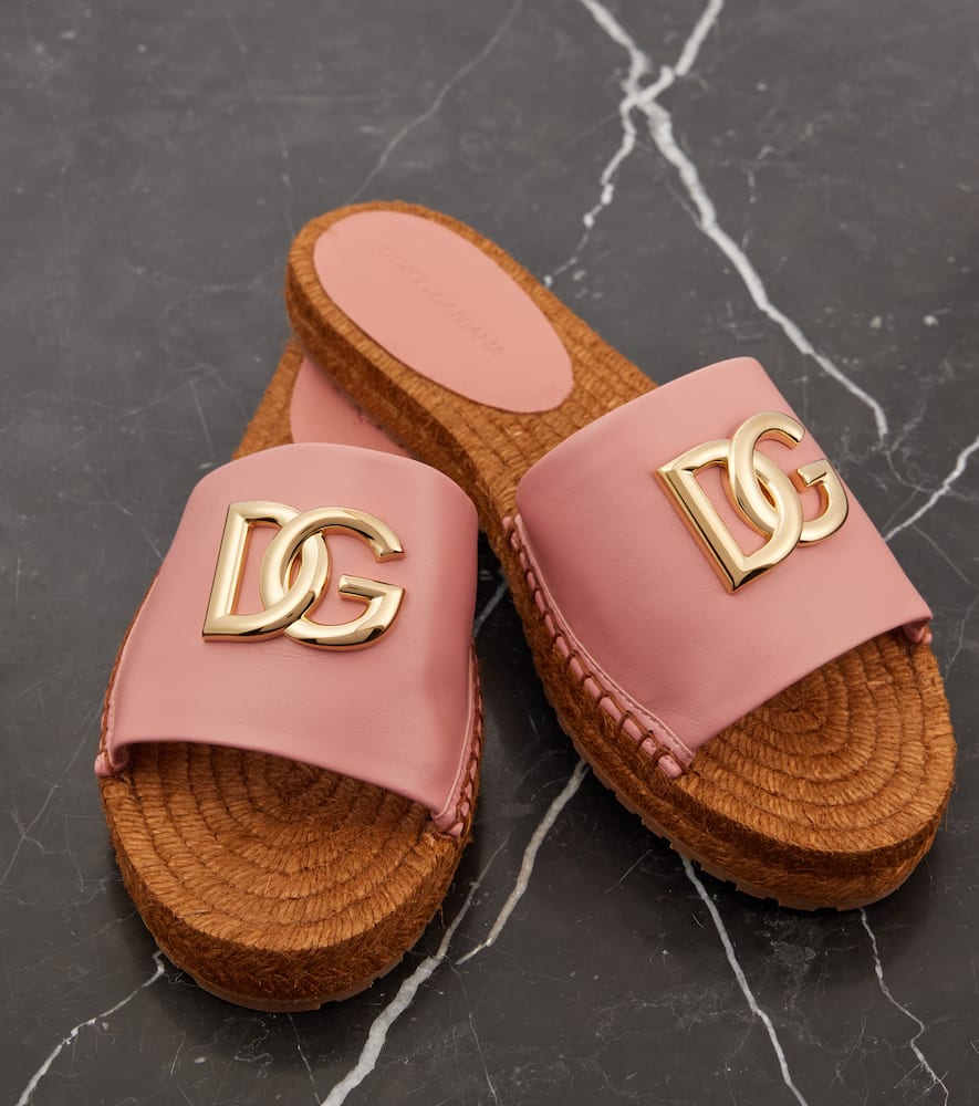 Dolce & Gabbana Dg Medallion Napa Espadrille Sandals In Pink