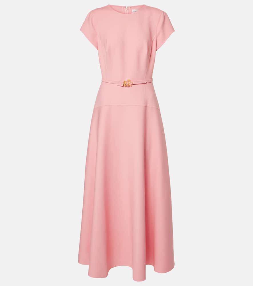 Oscar De La Renta Wool-blend Midi Dress In Blue