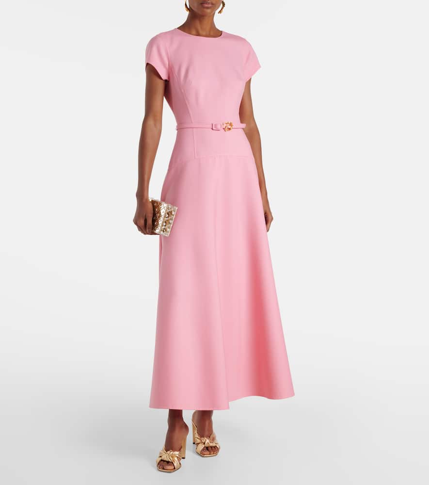 Oscar De La Renta Wool-blend Midi Dress In Blue