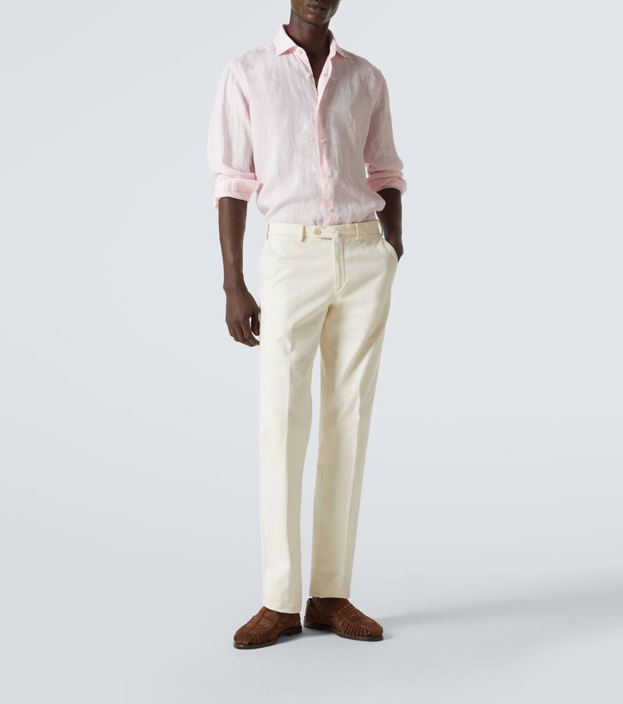 Fedeli Linen Oxford Shirt In Pink