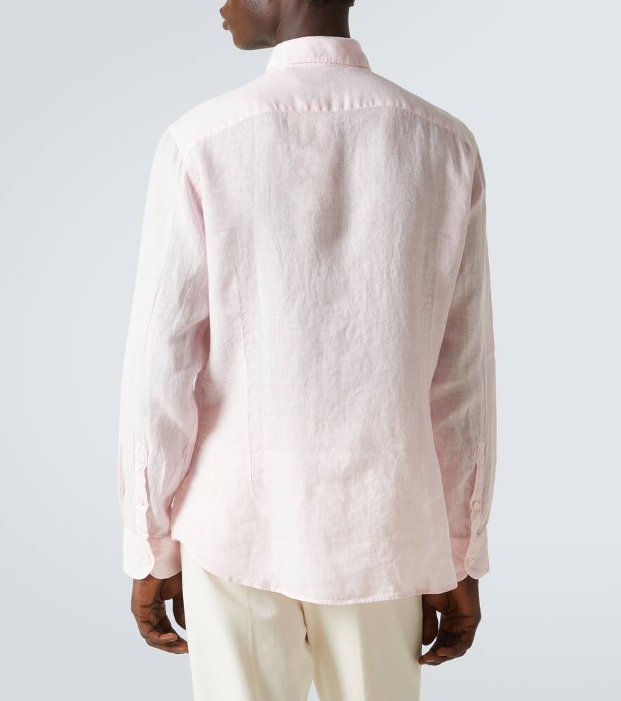 Fedeli Linen Oxford Shirt In Pink