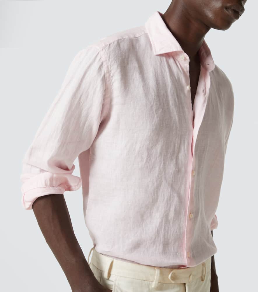 Fedeli Linen Oxford Shirt In Pink