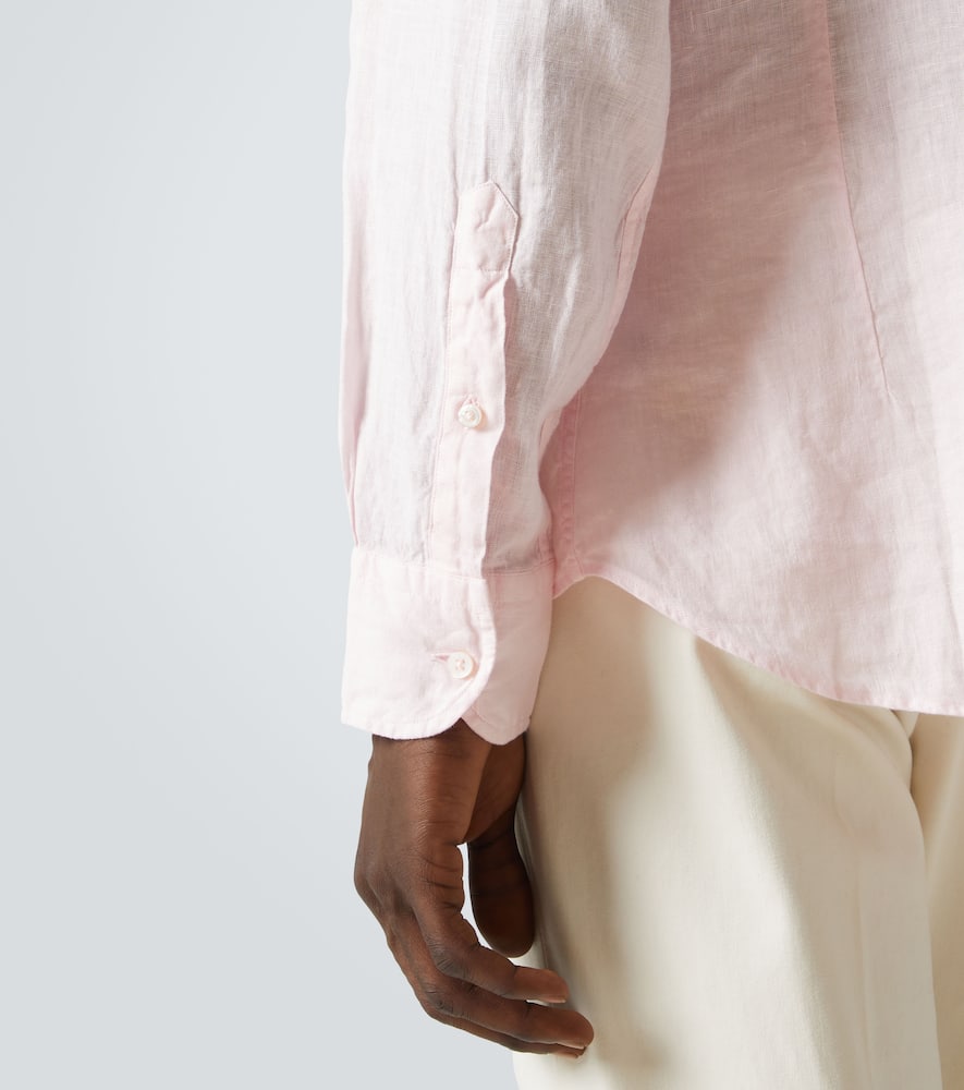 Fedeli Linen Oxford Shirt In Pink