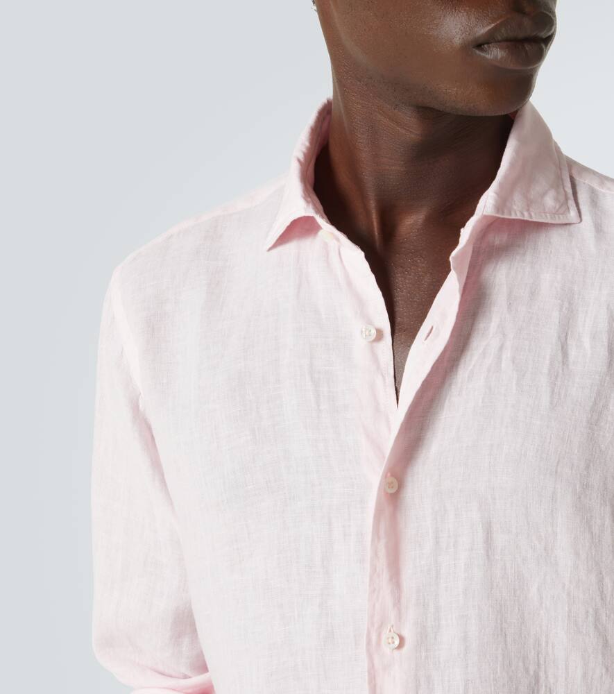 Fedeli Linen Oxford Shirt In Pink