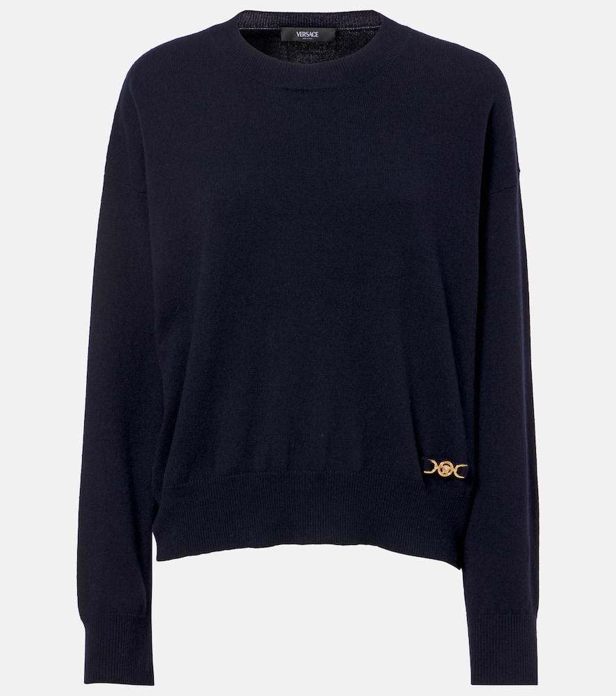 Versace Icon Wool Blend Sweater In Blue