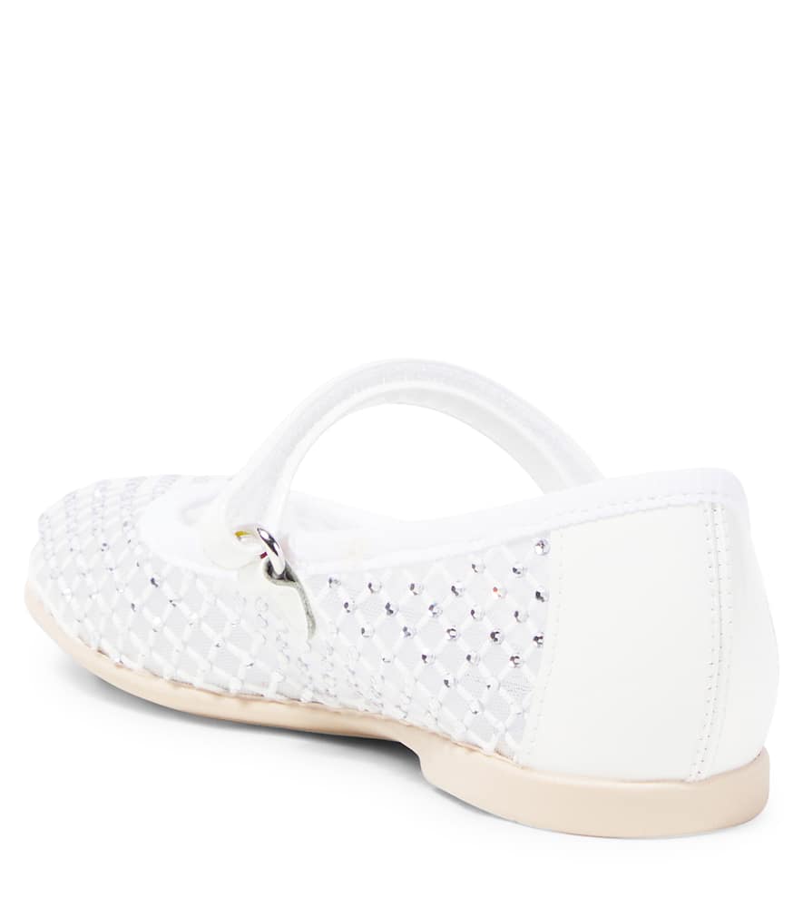 Monnalisa Mary-jane-ballerinas Aus Mesh Mit Kristallen In Weiss