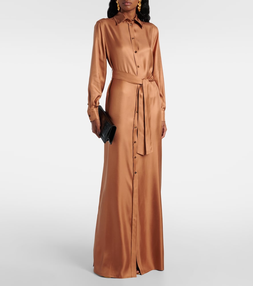TOM FORD BELTED SILK TWILL SHIRT DRESS