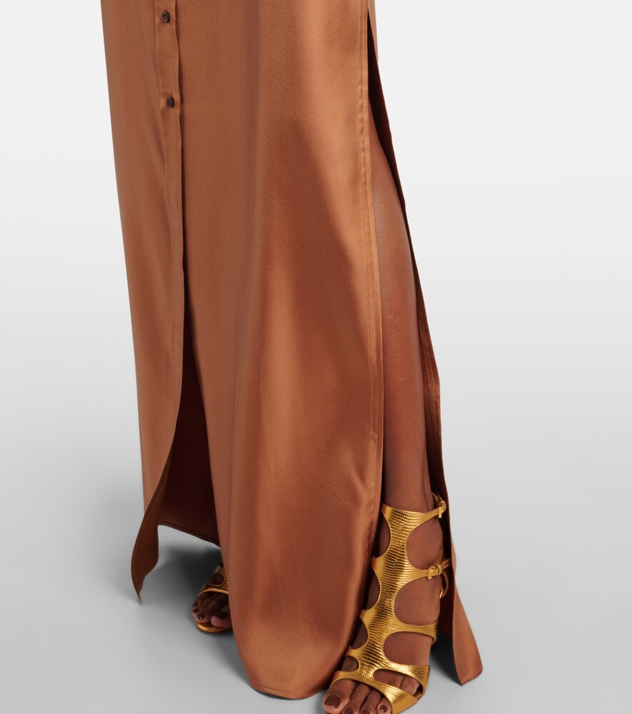 TOM FORD BELTED SILK TWILL SHIRT DRESS