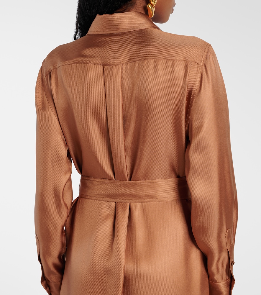 TOM FORD BELTED SILK TWILL SHIRT DRESS