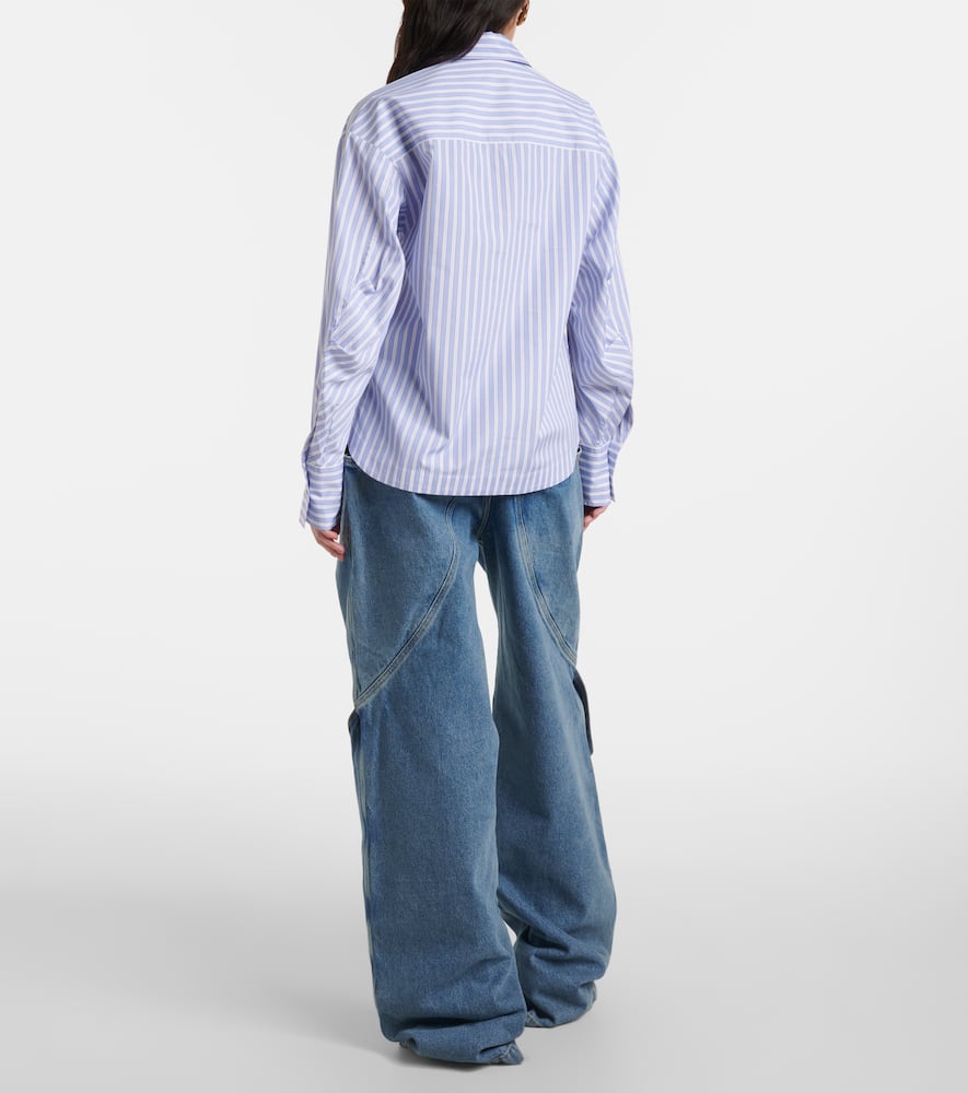 Attico Blue And White Striped Oversized Cotton Shirt In Blue