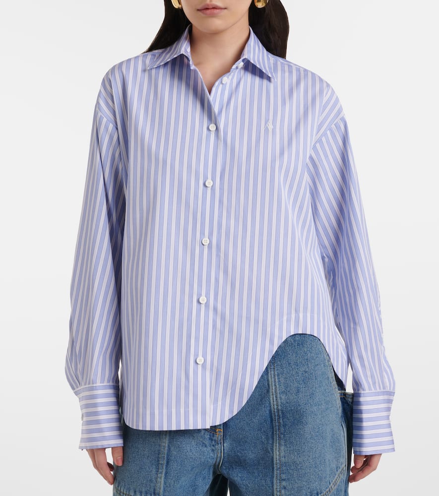 Attico Blue And White Striped Oversized Cotton Shirt In Blue