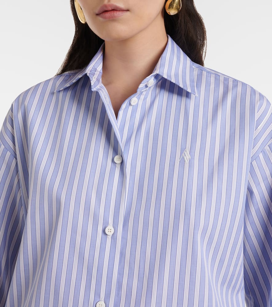 Attico Blue And White Striped Oversized Cotton Shirt In Blue