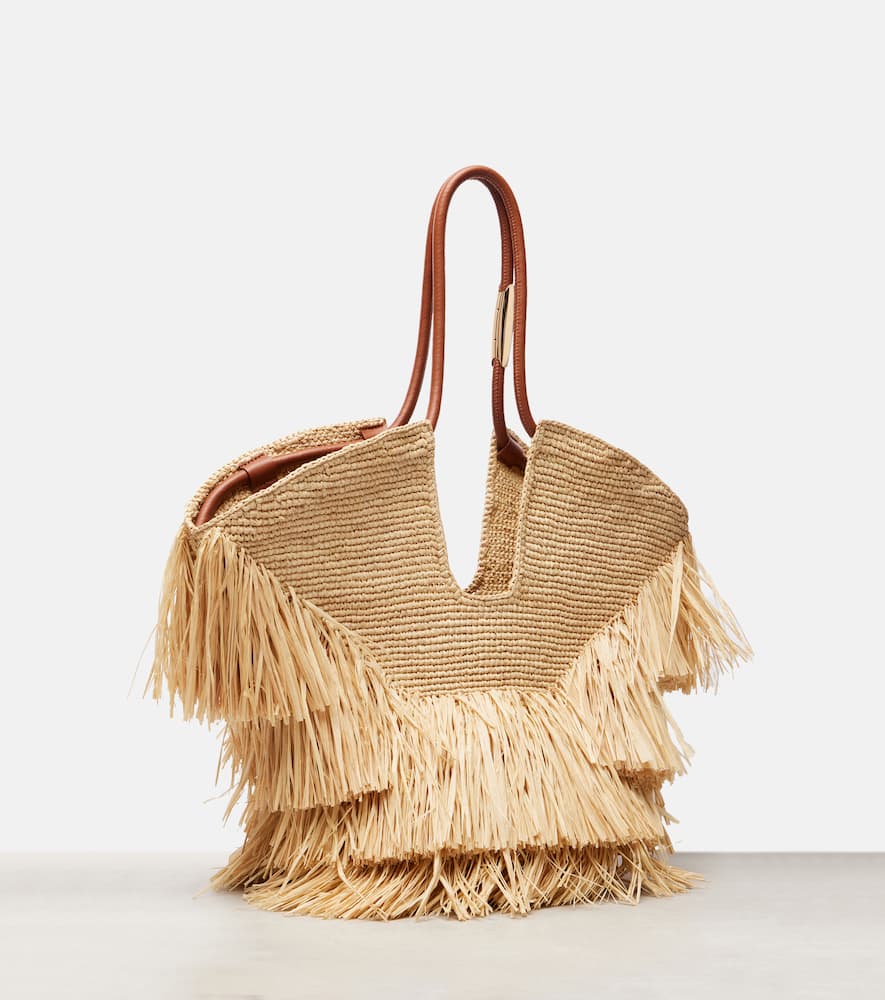 Zimmermann Goldentime Beoge Shoulder Bag With Adjustable And Removable Shoulder Strap And Fringed Details In Ra