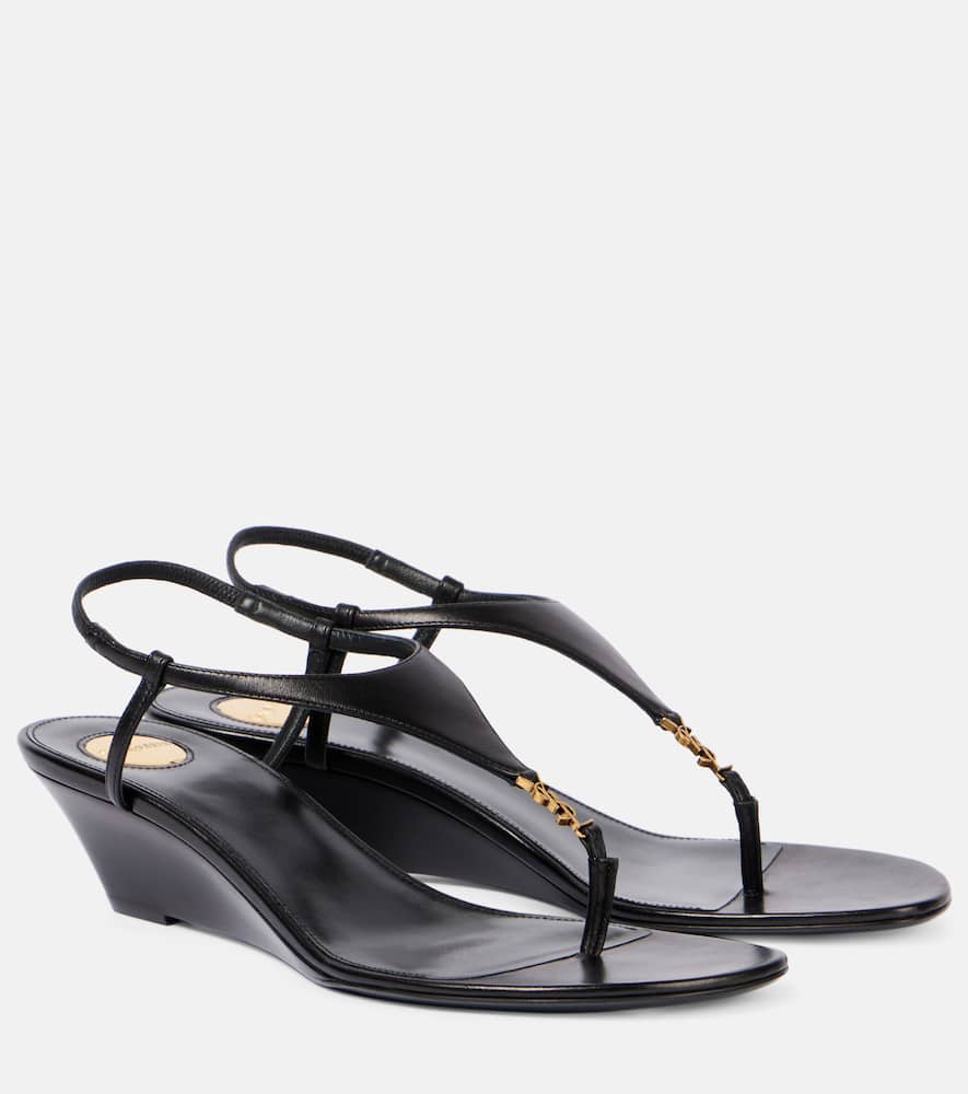 SAINT LAURENT CASSANDRE 40 LEATHER WEDGES