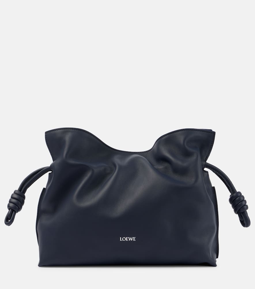 Loewe Womens Abyss Blue Flamenco Logo-embossed Knotted Leather Clutch Bag In Abyss Blue