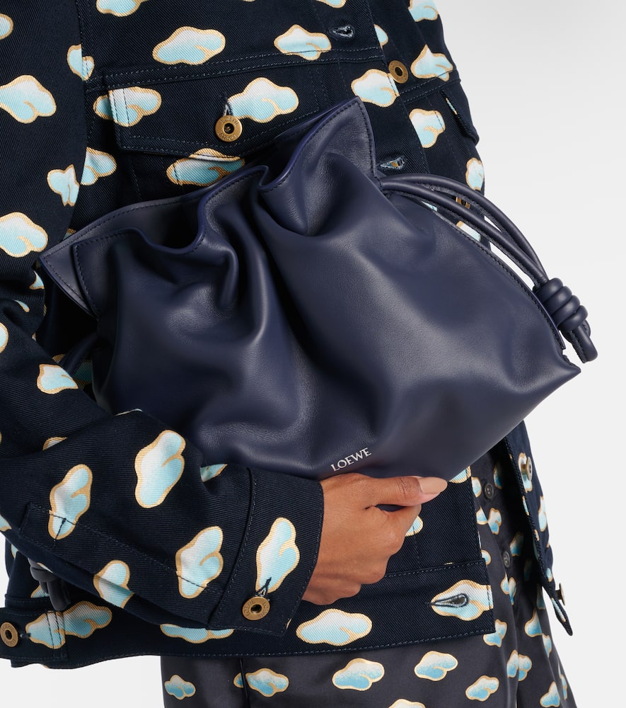 Loewe Womens Abyss Blue Flamenco Logo-embossed Knotted Leather Clutch Bag In Abyss Blue
