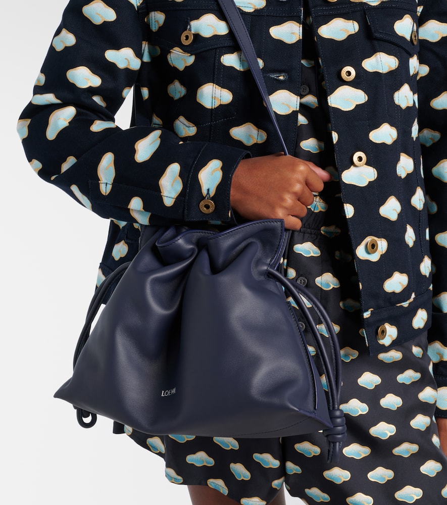 Loewe Womens Abyss Blue Flamenco Logo-embossed Knotted Leather Clutch Bag In Abyss Blue