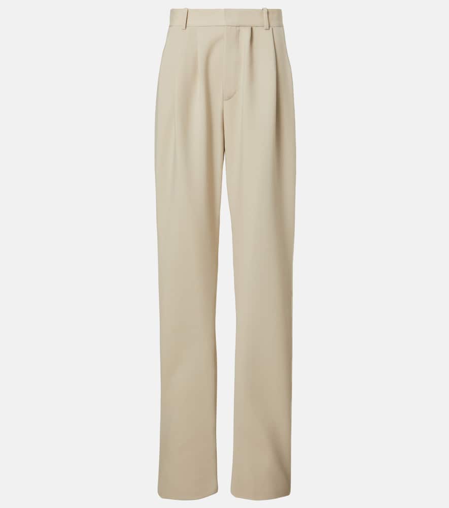 Pleated wool wide-leg pants
