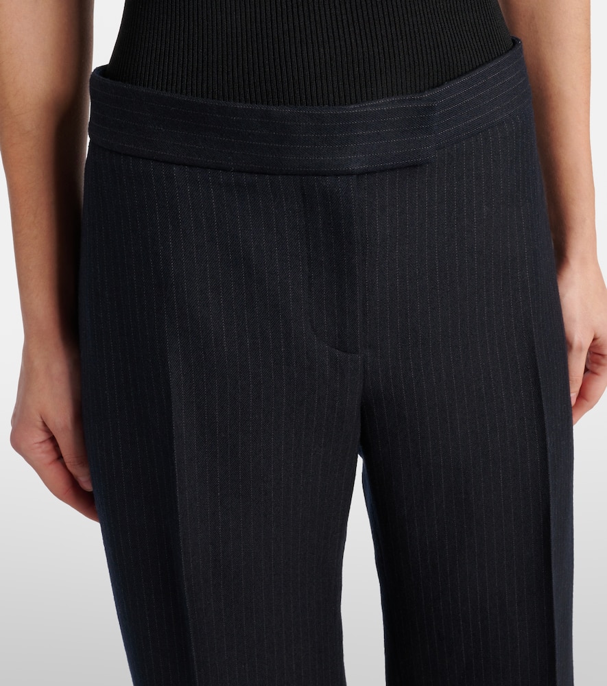 Khaite Lenn Pinstripe Wool-blend Straight Pants In Black