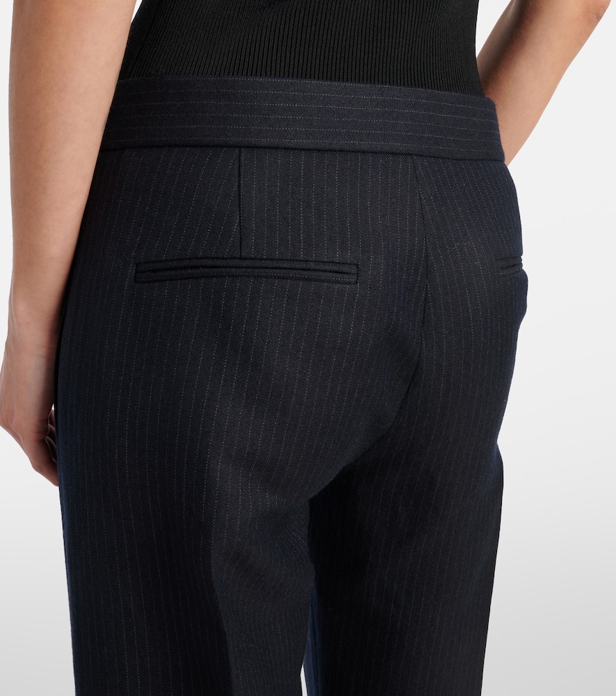 Khaite Lenn Pinstripe Wool-blend Straight Pants In Black