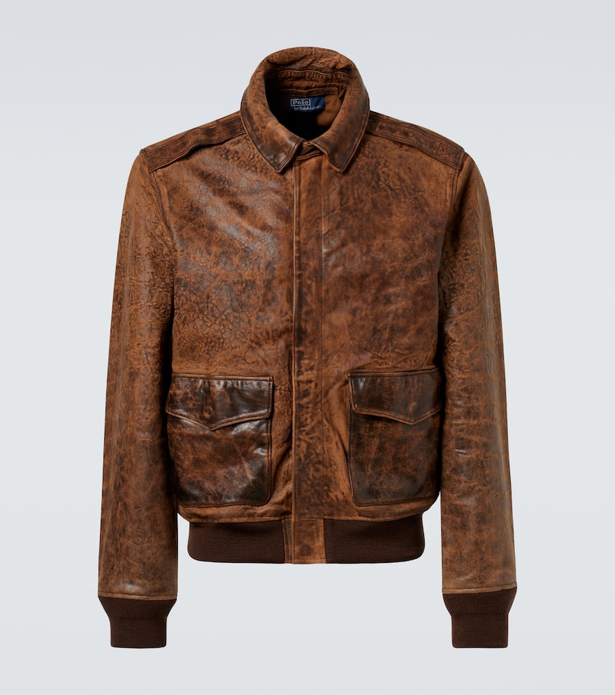Leather bomber jacket