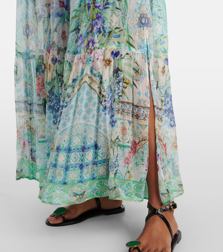 Shop Camilla Crystal-embellished Silk Maxi Dress In Multicoloured