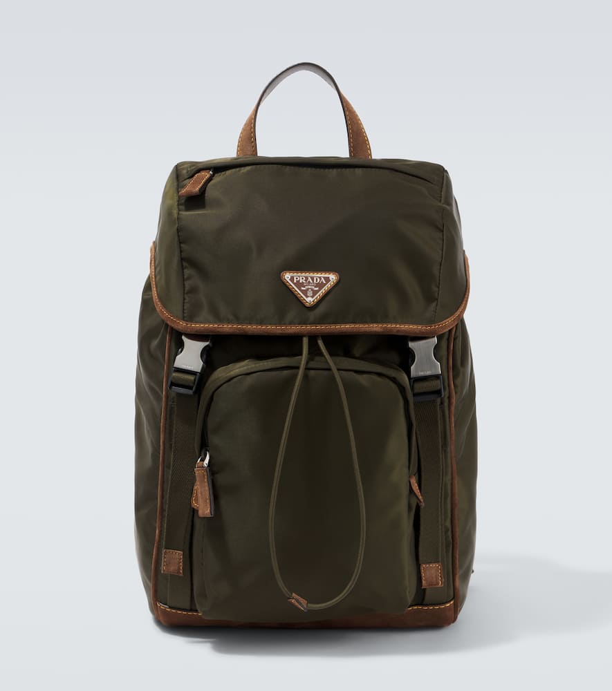 Re-Nylon suede-trimmed backpack