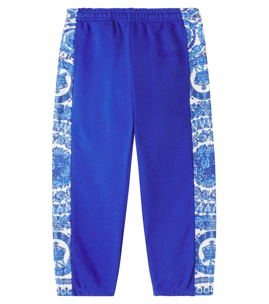 Versace Barocco Cotton Sweatpants In Blue