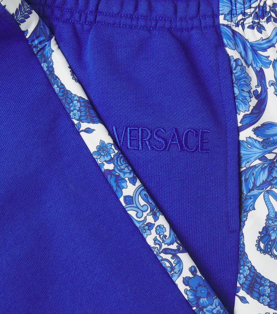 Versace Barocco Cotton Sweatpants In Blue